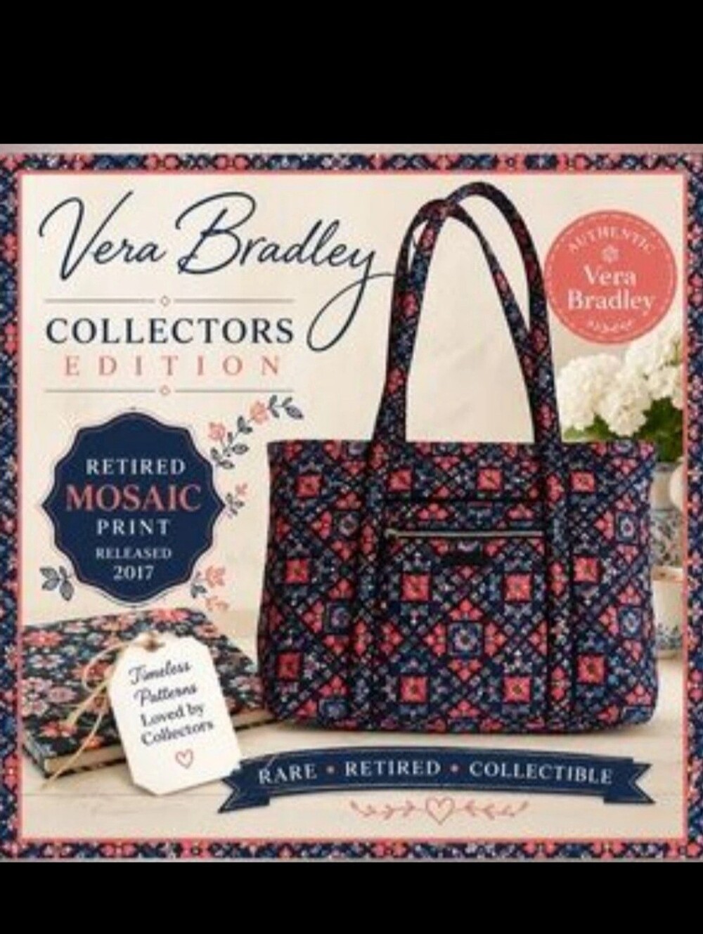 Vera Bradley Rare Collector Edition Retired Mosaic  Print Tote Bag NWOT
